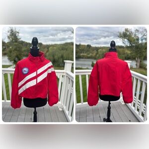 Sixers (76ers) inspired Womens Crop Red Light Track Jacket with White Stripes